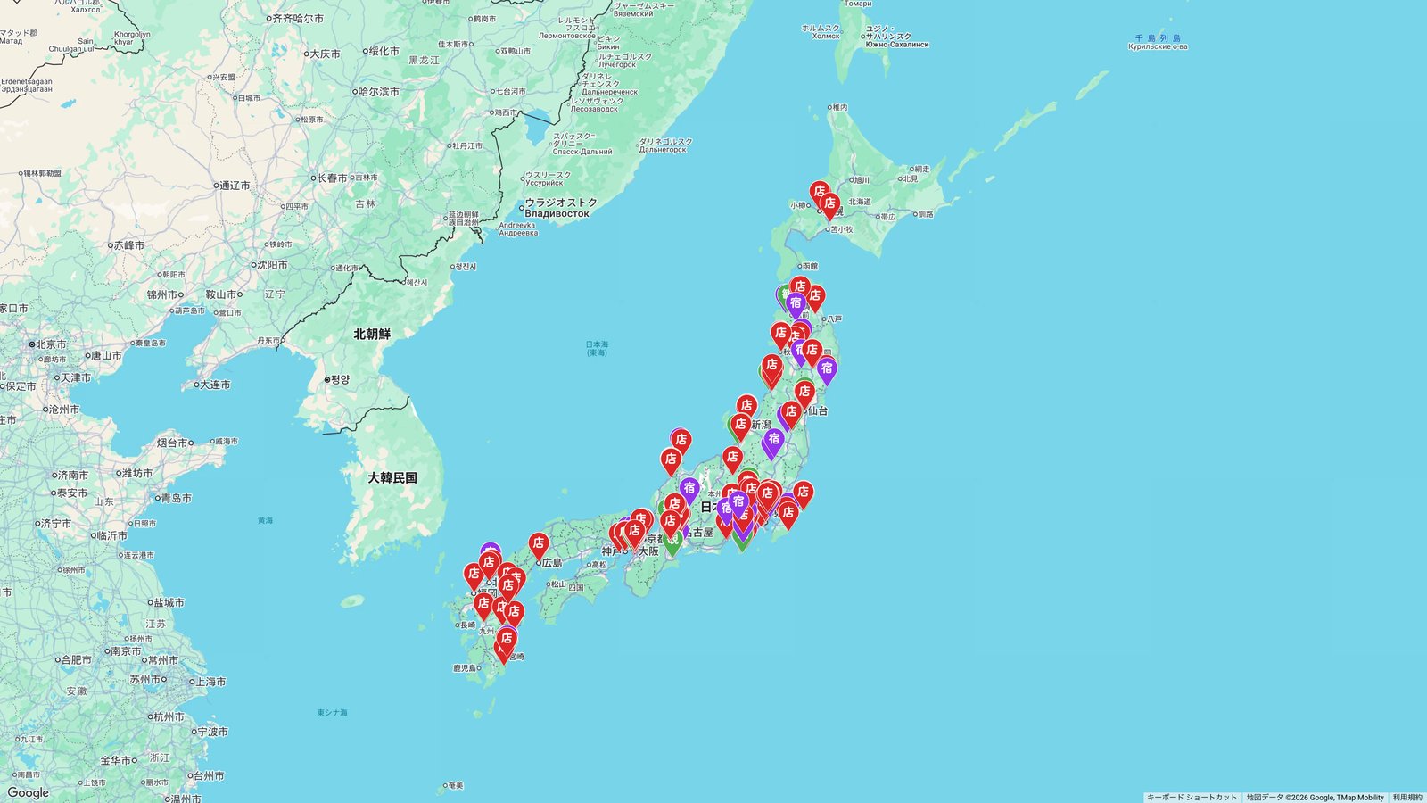 瓶ビール班長の旅ログ マップ（日本全国の訪問先）
